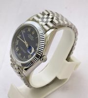 Rolex Date-Just Roman Mark Blue Steel Swiss ETA Automatic 2836 Valjoux Movement Watch - Image 4