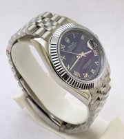 Rolex Date-Just Roman Mark Blue Steel Swiss ETA Automatic 2836 Valjoux Movement Watch - Image 5