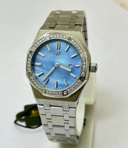 Audemars Piguet Royal Oak Diamond Sky Blue Mother of Pearl Ladies Watch - Image 3