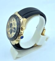 Rolex Daytona Golden Dial Black Rubber Strap Swiss Automatic Watch - Image 4
