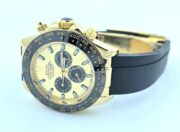 Rolex Daytona Golden Dial Black Rubber Strap Swiss Automatic Watch - Image 6