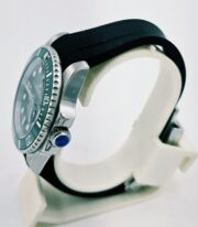 Rolex Submariner Black Dial Green Ceramic Bezel Rubber Strap Swiss Automatic Watch - Image 4
