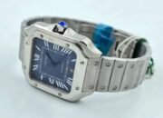 Cartier Santos 100 Steel Blue Swiss Automatic Watch - Image 6