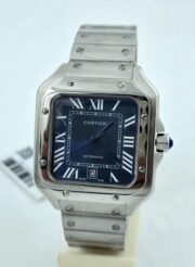 Cartier Santos 100 Steel Blue Swiss Automatic Watch - Image 3
