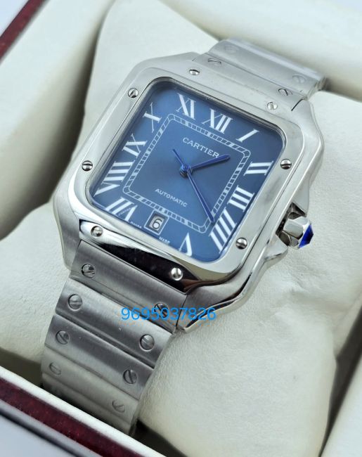 cartier-santos-100-steel-blue-first-copy-watch Cartier Santos 100 Steel Blue First Copy Watch
