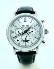 Patek Philippe Grand Complications Perpetual Calendar White Black Leather Strap Swiss Automatic Watch - Image 3