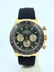 Rolex Cosmograph Daytona Green Dial Gold Black Rubber Strap Swiss Automatic Watch - Image 3