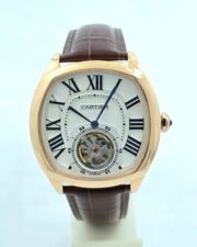 Cartier Drive De Tourbillon White Rose Gold Letaher Strap Automatic Watch - Image 3