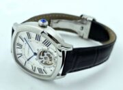 Cartier Drive De Tourbillon White Steel Letaher Strap Automatic Watch - Image 6