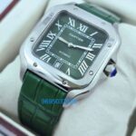Cartier Santos 100 Green Leather Strap Swiss Automatic Watch