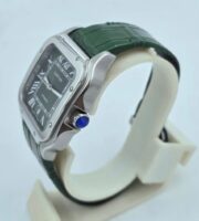 Cartier Santos 100 Green Leather Strap Swiss Automatic Watch - Image 4