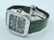 Cartier Santos 100 Green Leather Strap Swiss Automatic Watch - Image 6