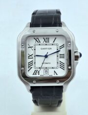 Cartier Santos 100 Leather Strap Swiss Automatic Watch - Image 3